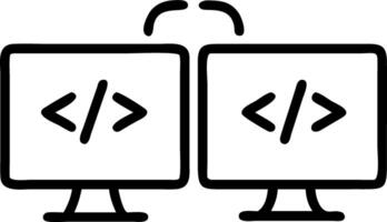 Two monitors with code symbols on them vector