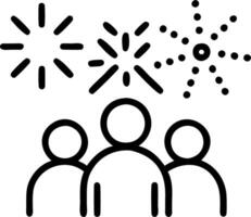 A group of people with fireworks and stars vector