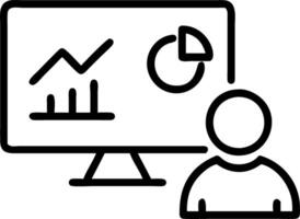 A person is looking at a computer screen with a graph on it vector