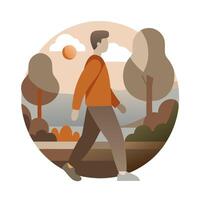 Man walking in the park illustration vector