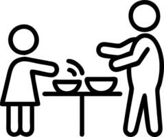 A man and a girl are preparing food on a table vector