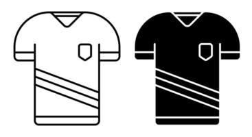 Linear icon. Classic football player t shirt. Sports uniform of soccer player. Layout of athletes on field. Simple black and white image isolated on white background vector