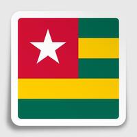 TOGO flag icon on paper square sticker with shadow. Button for mobile application or web. image vector