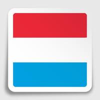 Luxembourg flag icon on paper square sticker with shadow. Button for mobile application or web. image vector