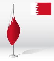 BAHRAIN flag on flagpole for registration of solemn event, meeting foreign guests. National independence day of BAHRAIN. Realistic 3D on white vector