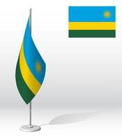 RWANDA flag on flagpole for registration of solemn event, meeting foreign guests. National independence day of RWANDA. Realistic 3D on white vector