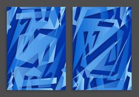 abstract geometric background with blue gradient lines and ice splinter. A4 3D template for cover or presentation. image vector
