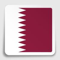 Qatar flag icon on paper square sticker with shadow. Button for mobile application or web. image vector