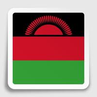 MALAWI flag icon on paper square sticker with shadow. Button for mobile application or web. image vector