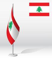 LEBANON flag on flagpole for registration of solemn event, meeting foreign guests. National independence day of LEBANON. Realistic 3D on white vector