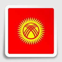 Kyrgyzstan flag icon on paper square sticker with shadow. Button for mobile application or web. image vector