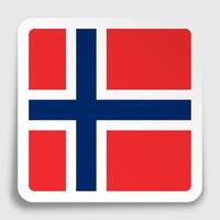 NORWAY flag icon on paper square sticker with shadow. Button for mobile application or web. image vector