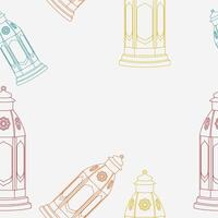 Editable Arab Lanterns Vectorized Illustration in Outline Style With Various Colors as Seamless Pattern for Creating Background of Islamic Occasional Theme Such as Ramadan and Eid or Arab Culture vector