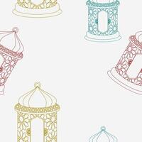 Editable Outline Style Arab Lanterns Vectorized Illustration With Various Colors as Seamless Pattern for Creating Background of Islamic Occasional Theme Such as Ramadan and Eid or Arab Culture vector