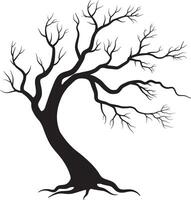 Spooky Forest Tree Silhouette Design, Leafless Tree vector