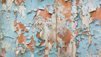 Old peeling paint on a wooden wall photo