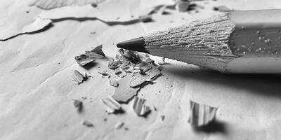 A pencil is sitting on top of a piece of paper photo