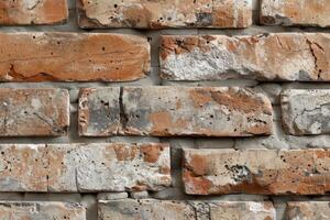 A close up of a brick wall with some paint on it photo