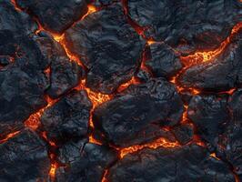 A lava flow with red and orange flames photo
