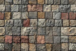 A stone wall with many different colors and sizes photo