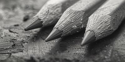 Three pencils on a black background photo