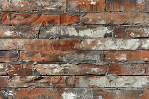 A close up of a brick wall with paint on it photo