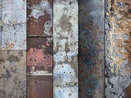 A close up of a wall with many different colors of paint photo