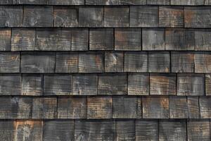 A close up of a wooden shingled roof photo