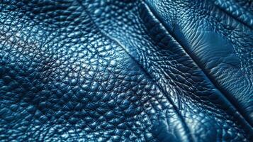 Closeup of blue leather texture photo