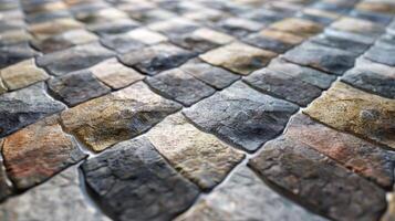 A close up of a stone floor with many different colors photo