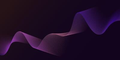 Abstract glowing wave lines on dark purple background. Dynamic wave pattern. Modern flowing wavy lines and Futuristic technology vector