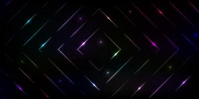 Colorful rectangle lines with charming abstract pattern on dark background, space dimension concept with future progress vector