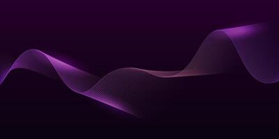 Abstract glowing wave lines on dark purple background. Dynamic wave pattern, Modern flowing wavy lines and Futuristic technology concept vector
