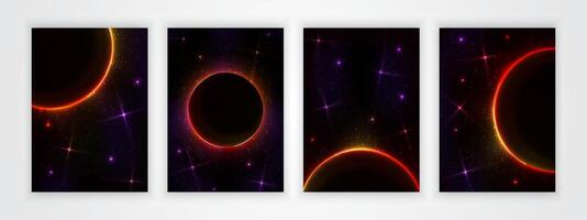 cover solar eclipse background with outer space concept vector
