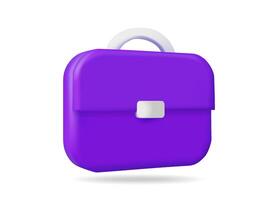 3D render illustration of a briefcase icon. Minimalist purple with white buckle and handle. For business, career, professional, meeting, application, website symbol isolated on white background. vector