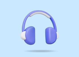 3D render illustration of a minimalist, simple and modern headphone icon. Soft and clean blue and white tones for design, music, audio, podcasts, applications, multimedia, listening. vector