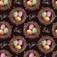 Seamless Pattern with Nest and Colorful Easter Eggs. Delicate Spring Texture for Fabric, Wallpaper, Wrapping Paper, and Scrapbooking. vector