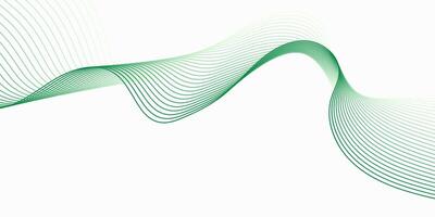 Digital abstract background with green wavy flow line. Dynamic business ecology design vector