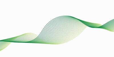 Green wavy line background. Abstract curved design. Modern flowing wave lines. Dynamic futuristic background vector