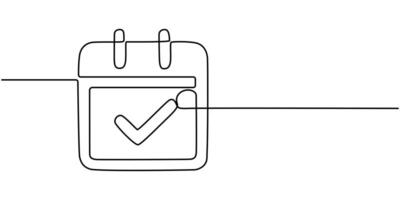 continuous line drawing one line art of calendar illustration vector