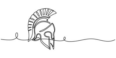 Spartan headgear single continuous one line art drawing editable illustration vector