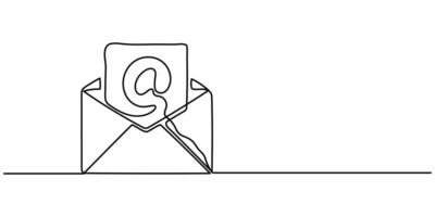 Continuous One Line Drawing of E-Mail Icon Hand Drawn Symbol Illustration vector
