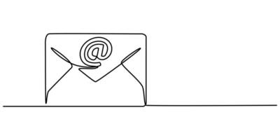 Sealed postal envelope World Letter Writing Day continuous one line drawing for different uses illustration vector