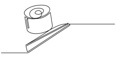 continuous one line Drawing or illustration piece of sushi vector
