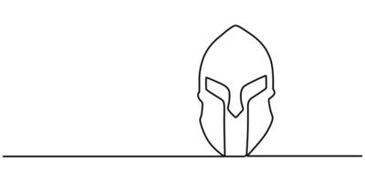Continuous one line drawing of roman warrior helmet mask vector
