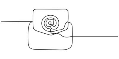 Email message post letter send illustration sketch outline continuous one line drawing vector