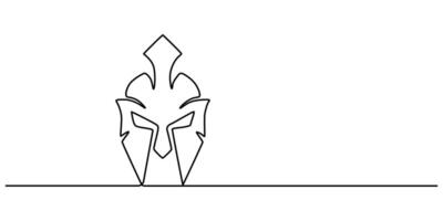 Continuous one line drawing of spartan helmet vector