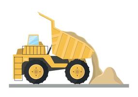 Dump truck icon with sand on white background. Unloading sand. Transport for building materials. vector