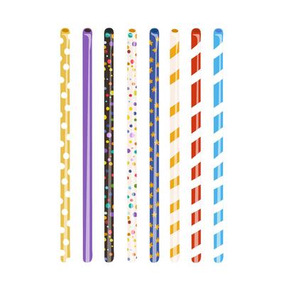 Illustration of multi-colored beverage tubes on a white background.
