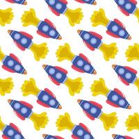 Seamless pattern with colorful bright rockets. illustration. vector